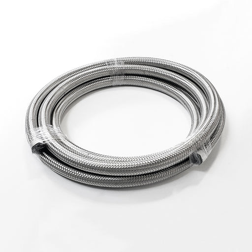 -12AN Stainless Steel Braided Flex Hose with Reinforced Rubber Liner - 10 Foot Length - Ace Race Parts