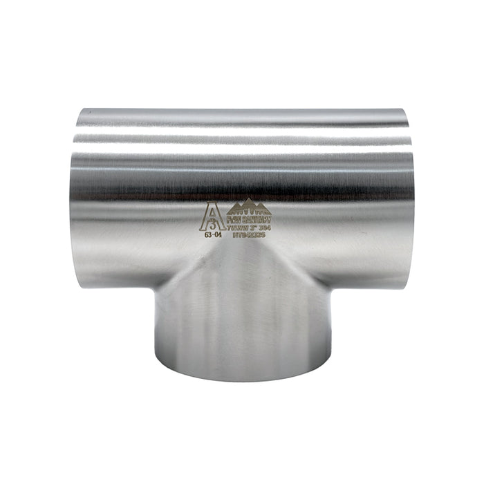 2.000" OD 16ga Short Tee Butt-Weld - (7WWW) - Polished OD/ID - 304 Stainless