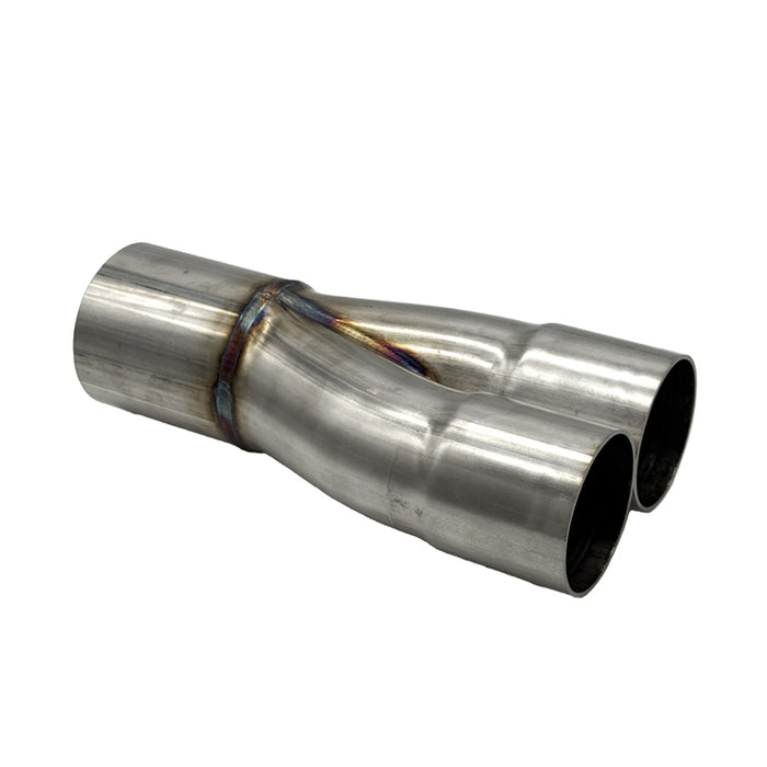 Ace Race Parts 2-1 merge collector in 304 stainless steel, front view showing slip-fit inlet design