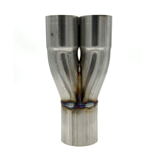 Angled view of Ace Race Parts 2-1 merge collector, Made in USA 16-gauge 304 stainless steel