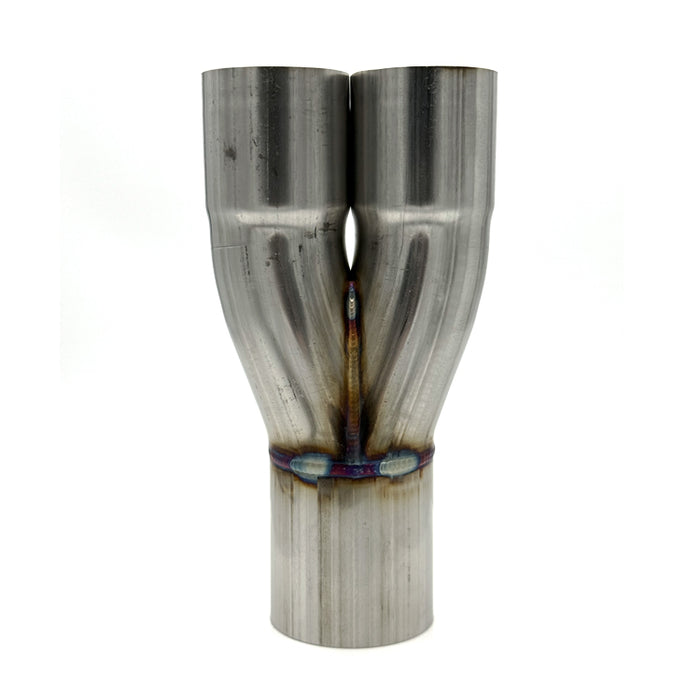 Angled view of Ace Race Parts 2-1 merge collector, Made in USA 16-gauge 304 stainless steel