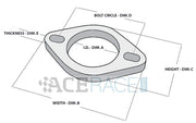 2.000" ID 2-Bolt Exhaust Flange Gasket (Slotted Bolt Holes) - Ace Race Parts