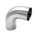2.000" 16ga Tight Radius 90° Mandrel Bend w/ 2" Tangents - (2.000" CLR) - Polished OD/ID - 304 Stainless