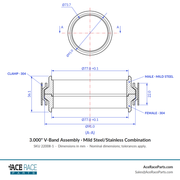 3.000" V-Band Assembly Mild Steel/Stainless Combination - Standard Clamp - Ace Race Parts