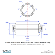 3.000" V-Band Assembly "Male/Female" 304 Stainless - Standard Clamp - Ace Race Parts