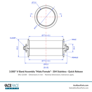 3.000" V-Band Assembly "Male/Female" 304 Stainless - Quick Release Clamp - Ace Race Parts
