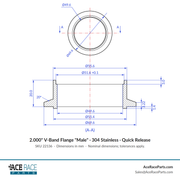 2.000" V-Band Flange "Male" 304 Stainless - Fits Quick Release Clamp - Ace Race Parts