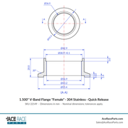 1.500" V-Band Flange "Female" 304 Stainless - Fits Quick Release Clamp - Ace Race Parts