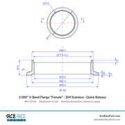 3.000" V-Band Flange "Female" 304 Stainless - Fits Quick Release Clamp - Ace Race Parts