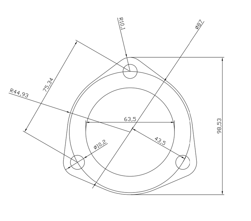 2.500" 3-Bolt Exhaust Flange 304L Stainless | Ace Race Parts