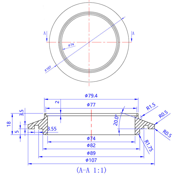 Turbo Compressor Flange - Garrett GT42, GT45/GTX45, GT47/GTX47, GTX50, GT55/GTX55 - 6061 Aluminum | ACE RACE PARTS