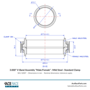 3.000" V-Band Assembly "Male/Female" Mild Steel - Standard Clamp - Ace Race Parts