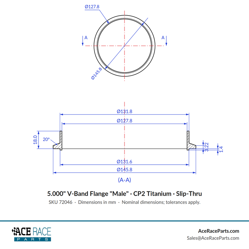 5.000" V-Band Flange "Male" CP2 Titanium