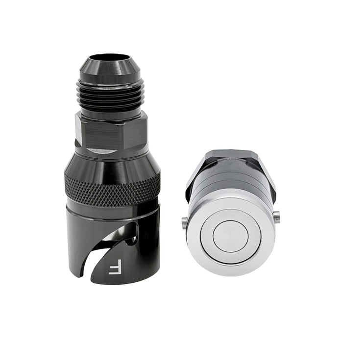 -12AN Male Dry Break Quick Release Adapter, Black Hard Anodized Aluminum