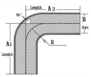 1.500" OD 16ga 90° Mandrel Bend - Polished OD - 6061 Aluminum - (2.250" CLR / 5.000" Legs) - Ace Race Parts