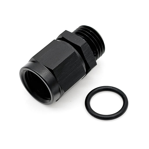 -6AN Female AN Flare to -6AN Male ORB Straight Adapter, Black Hard Anodized