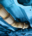 G-Sport Gen2 catalytic converters installed in dual exhaust, underbody view | Ace Race Parts