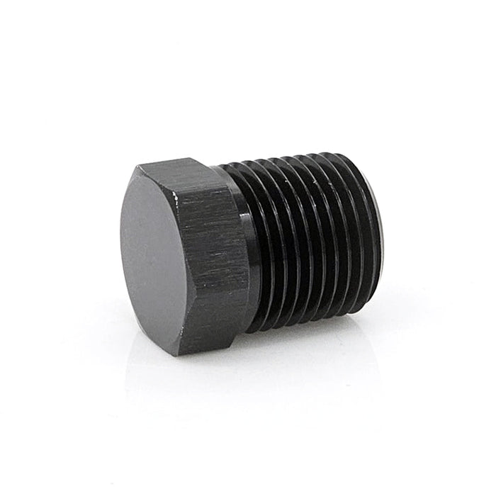 1/4" Male NPT Hex Plug, 6061 Aluminum, Black Hard Anodized | ACE RACE PARTS