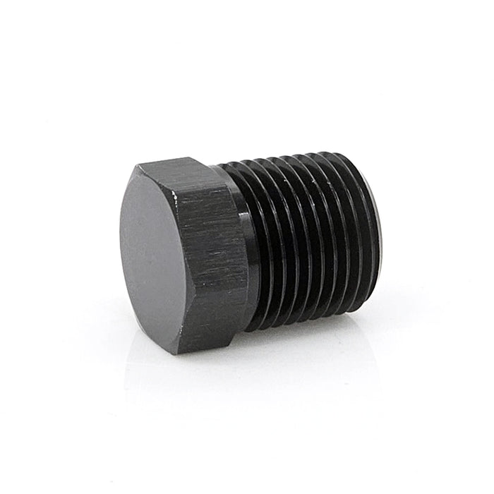 1/8" Male NPT Hex Plug, 6061 Aluminum, Black Hard Anodized | ACE RACE PARTS