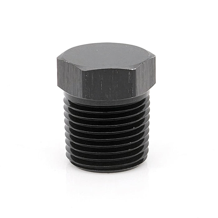1/8" Male NPT Hex Plug, 6061 Aluminum, Black Hard Anodized | ACE RACE PARTS