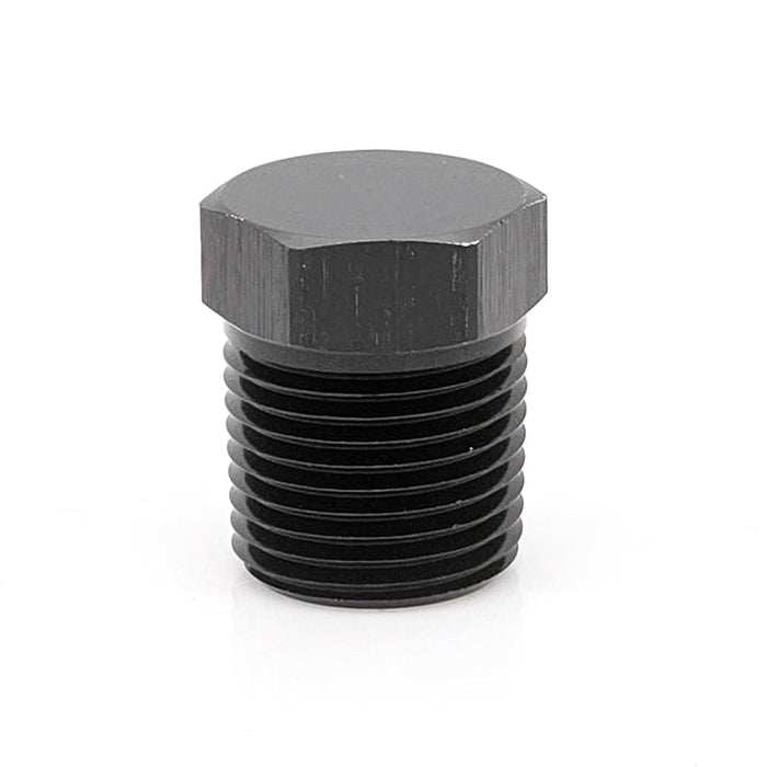 1/4" Male NPT Hex Plug, 6061 Aluminum, Black Hard Anodized | ACE RACE PARTS