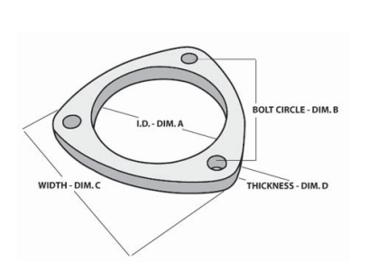 2.375" (60mm) 3-Bolt Exhaust Flange 304L Stainless - Ace Race Parts