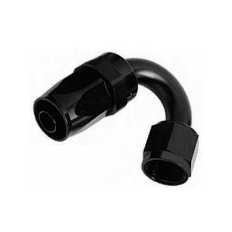 -8AN Female 150° Hose End, Swivel Style, Black Hard Anodized Aluminum - Ace Race Parts