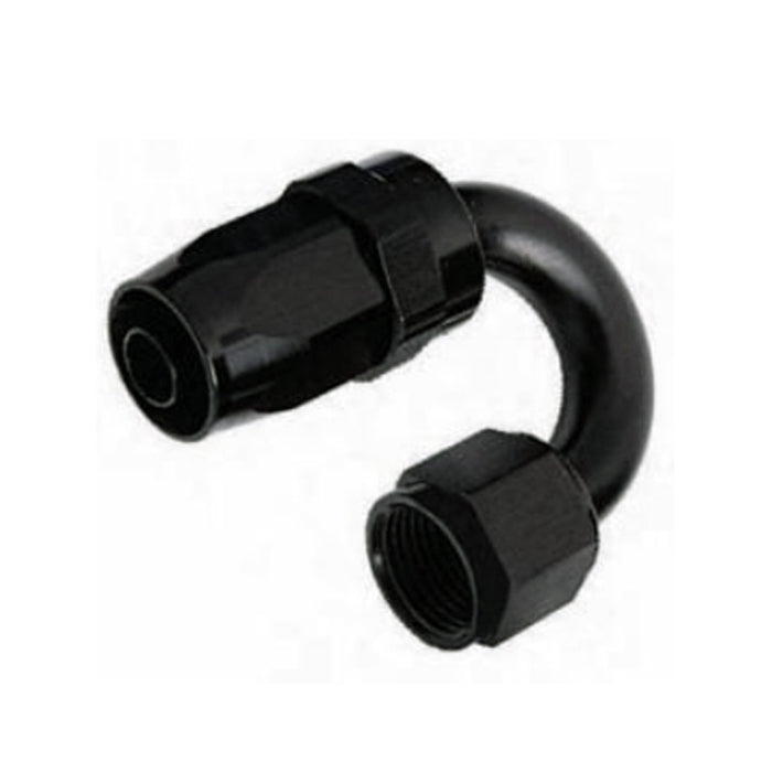 -12AN Female 180° Hose End, Swivel Style, Black Hard Anodized Aluminum - Ace Race Parts
