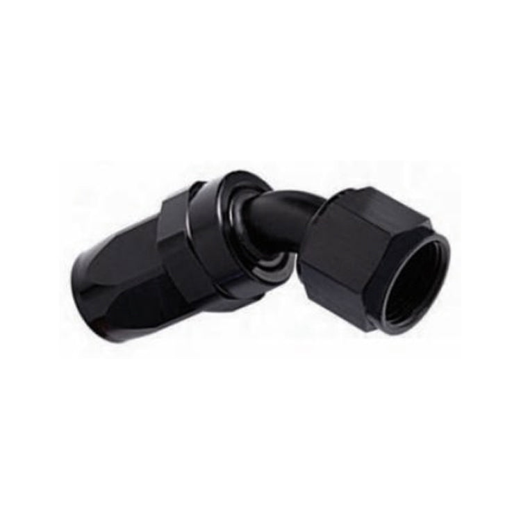-6AN Female 45° Hose End, Swivel Style, Black Hard Anodized Aluminum - Ace Race Parts