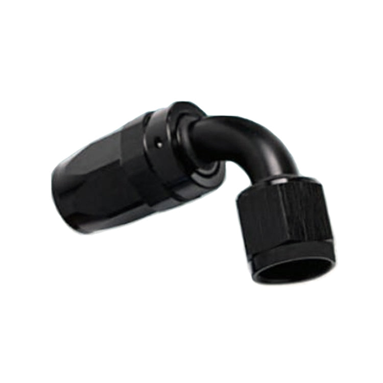 -6AN Female 90° Hose End, Swivel Style, Black Hard Anodized Aluminum - Ace Race Parts