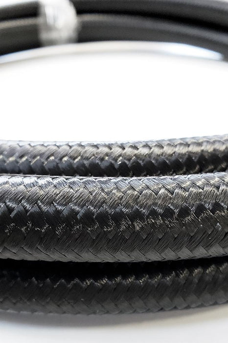 -6AN Black Nylon Braided Flex Hose with Reinforced Rubber Liner - 5 Foot Length - Ace Race Parts