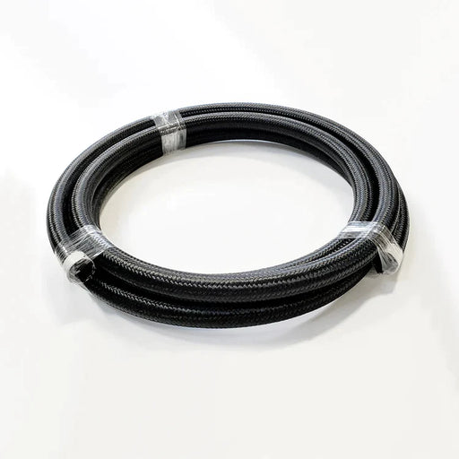 -12AN Black Nylon Braided Flex Hose with Reinforced Rubber Liner - 10 Foot Length - Ace Race Parts