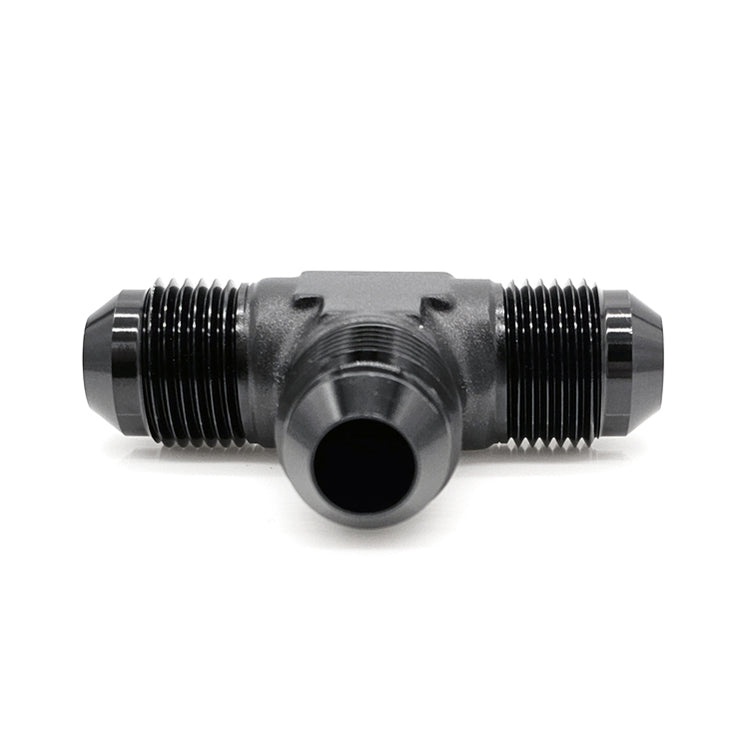 DeatschWerks 8AN Male Flare to 8AN Male Flare to 8AN Male Flare Tee Fitting - Anodized Matte Black main image 1