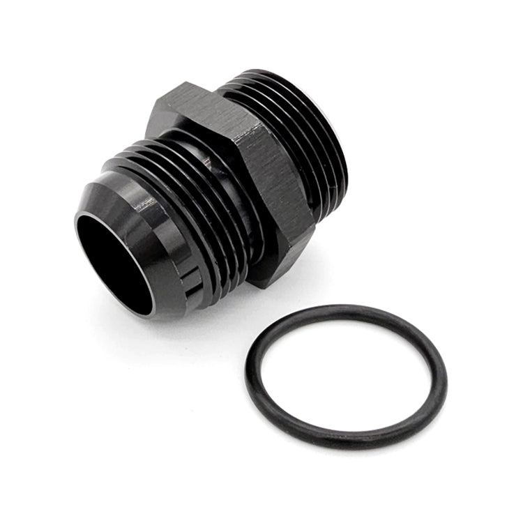 8AN Male AN Flare to -8AN Male ORB Straight Adapter, Black Hard