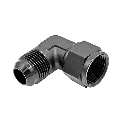 -3AN Female AN to -3AN Male AN Flare 90° Adapter, Black Hard Anodized