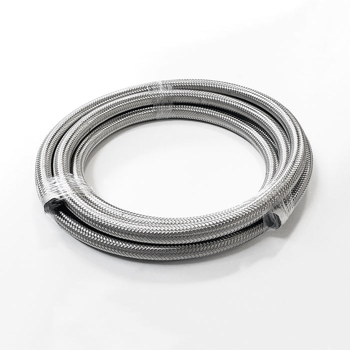 -6AN Stainless Steel Braided Flex Hose with Reinforced Rubber Liner - 10 Foot Length - Ace Race Parts