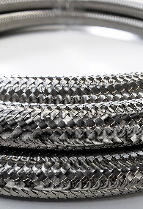 -4AN Stainless Steel Braided Flex Hose with Reinforced Rubber Liner - 5 Foot Length - Ace Race Parts