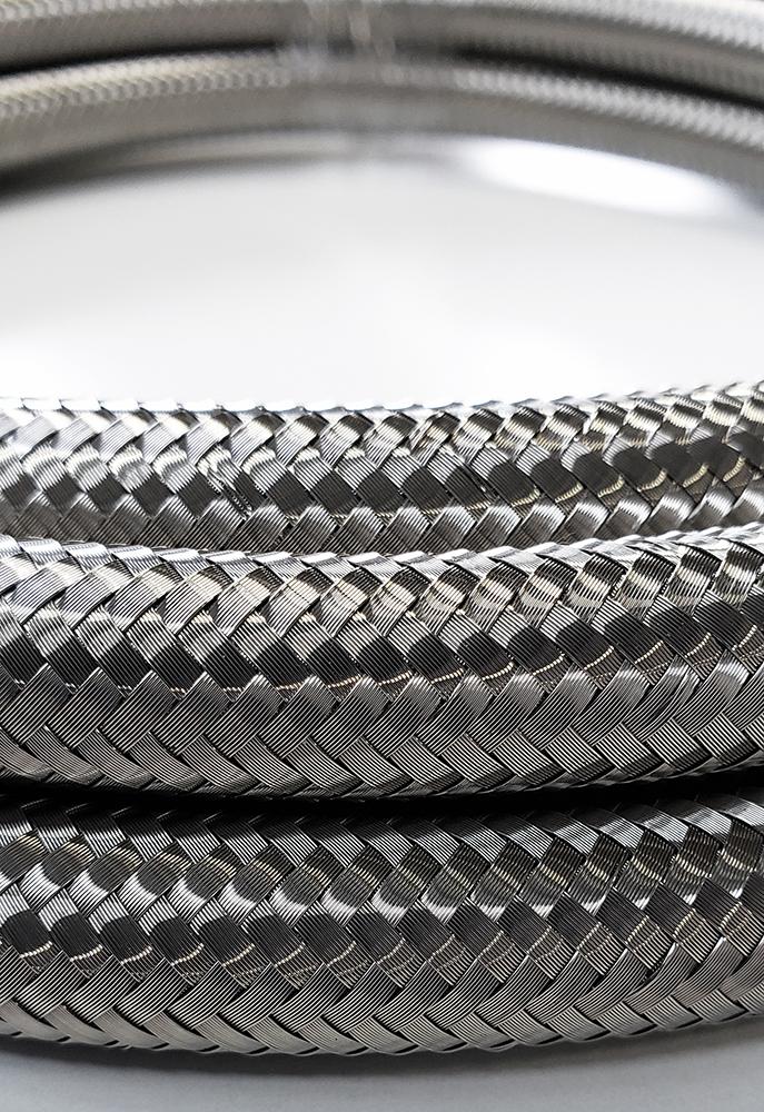 Bonehead Performance 18-inch Stainless Steel Braided Nitrous Hose – 4AN Straight To 90-Degree