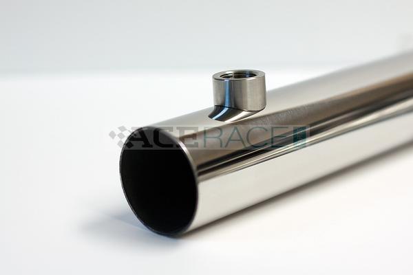 M18 x 1.5 O2 Sensor Bung - Saddled for 3.000"-5.000" OD Tube - CP2 Titanium - Ace Race Parts